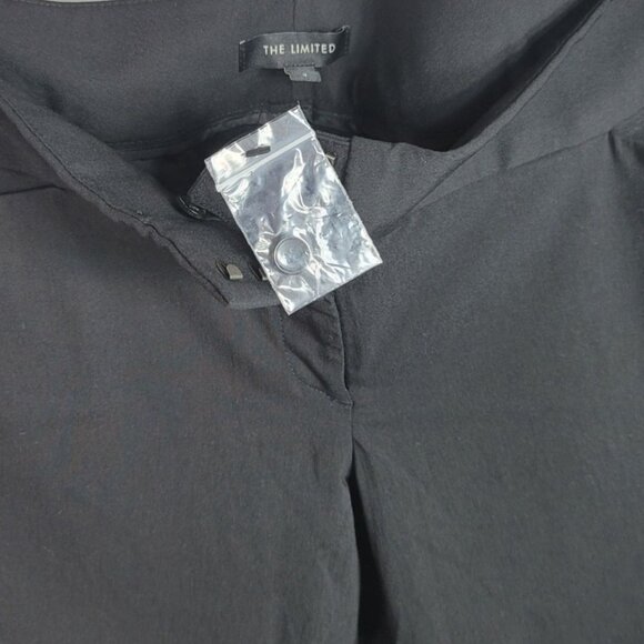The Limited Flat Front Crop Pants Black Size 16 Zipper Pockets High Rise NWOT - Picture 6 of 9